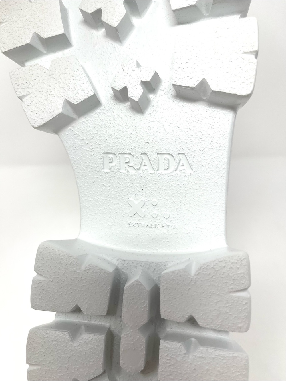 NEW Prada Monolith Triangle Logo White Leather Loafers Heels Chunky 39.5 9.5 - Picture 11 of 14